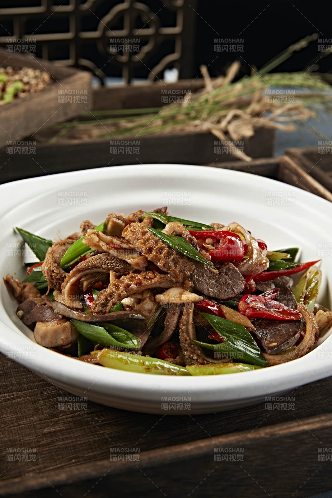 杭椒蒜苗辣炒羊杂图片