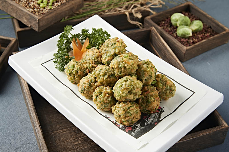 香炸野菜海米猫头丸子图片