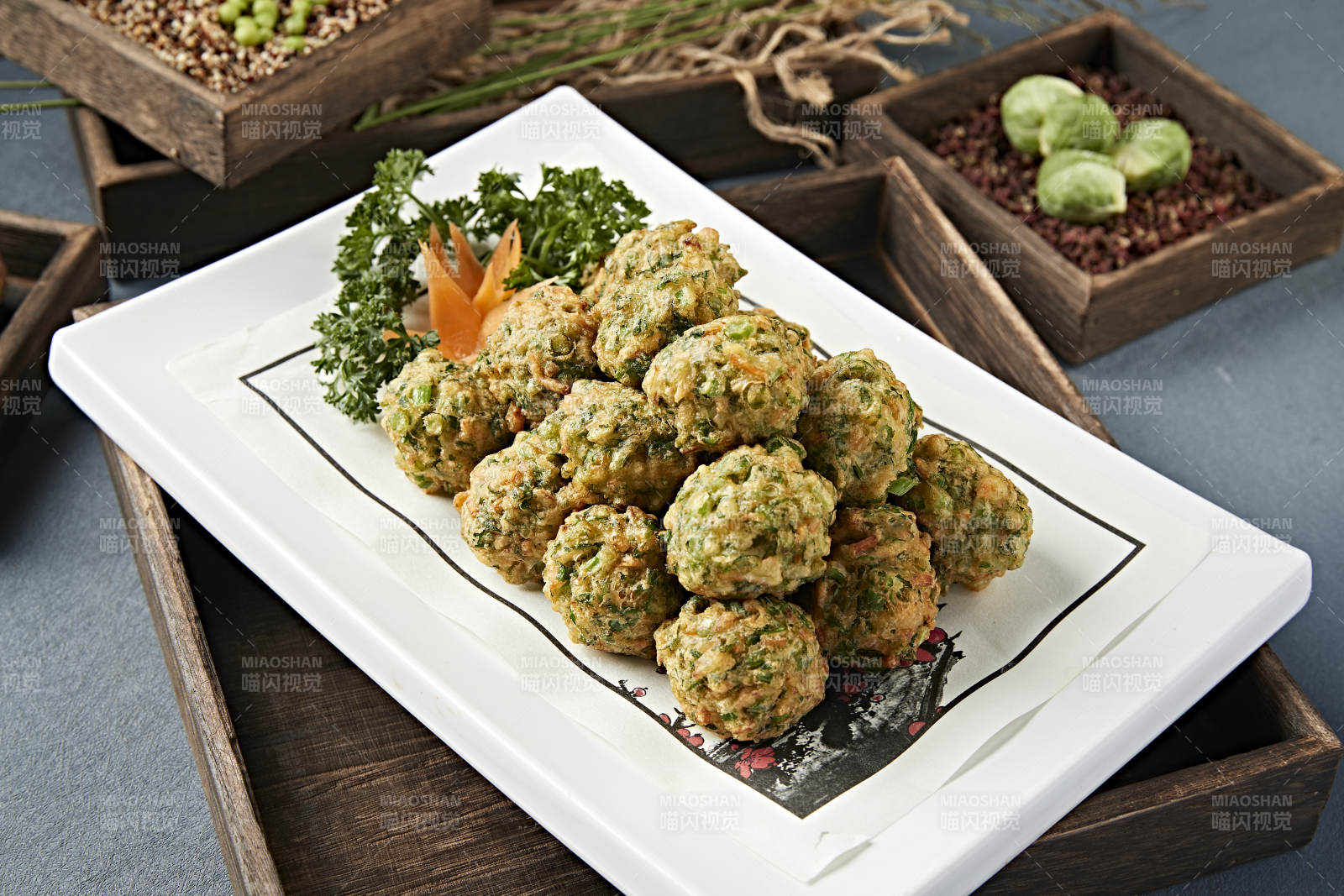 香炸野菜海米猫头丸子图片