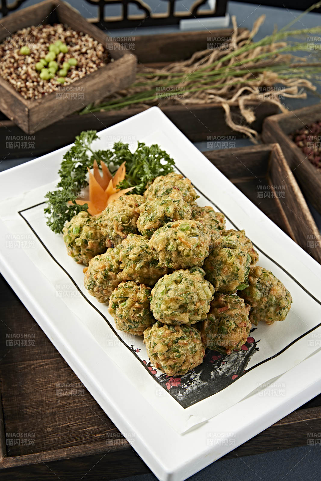 香炸野菜海米猫头丸子图片