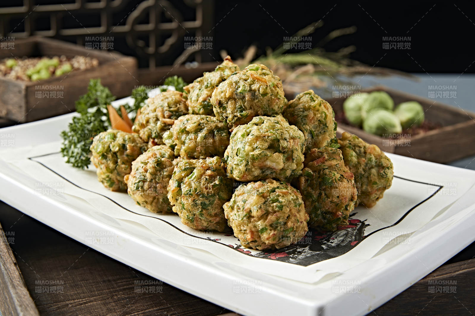 香炸野菜海米猫头丸子图片