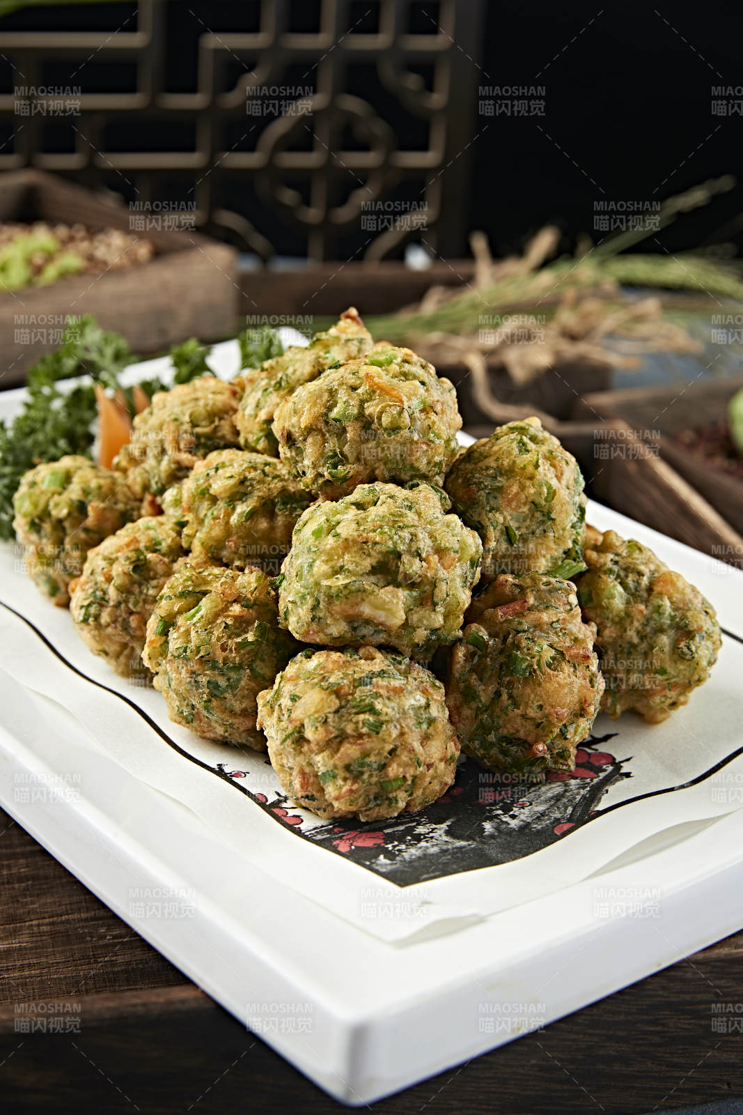 香炸野菜海米猫头丸子图片