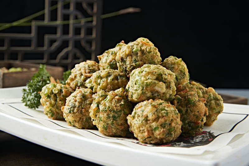 香炸野菜海米猫头丸子图片