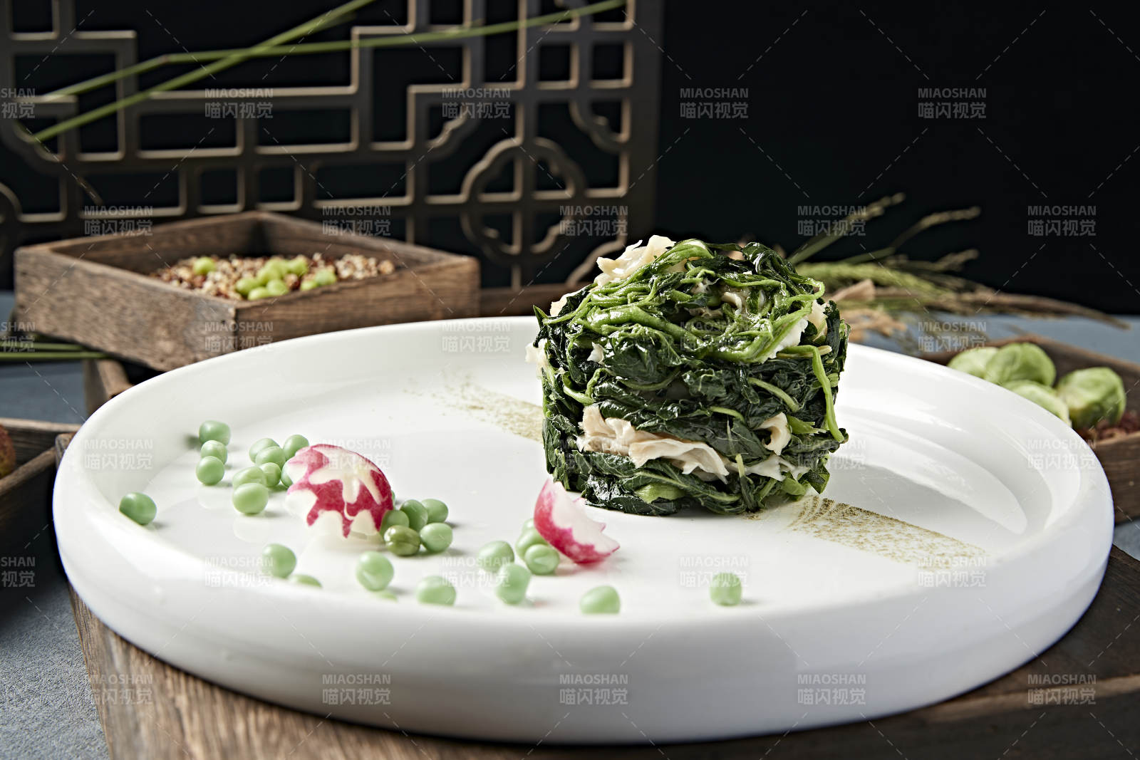 扇贝裙边肉菠菜墩图片