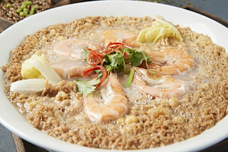 上汤炸蛋娃娃菜炖海鲜图片