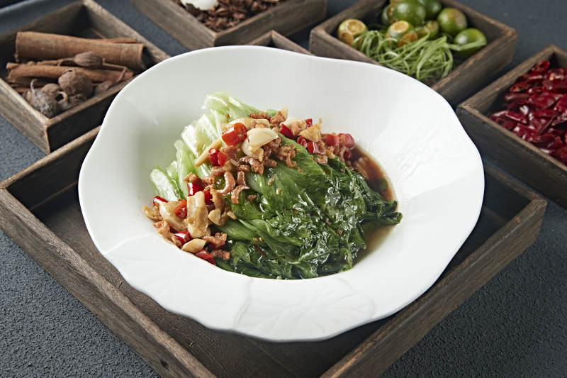 耗油蒜香米椒海米灼生菜图片