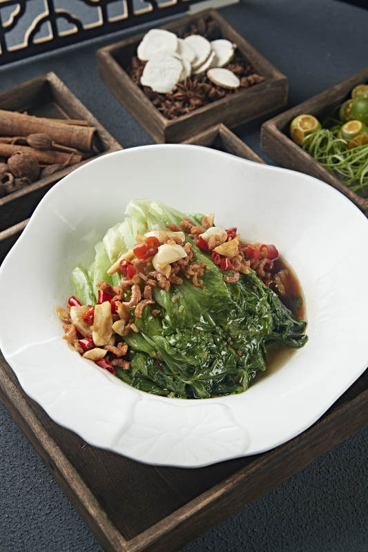 耗油蒜香米椒海米灼生菜图片