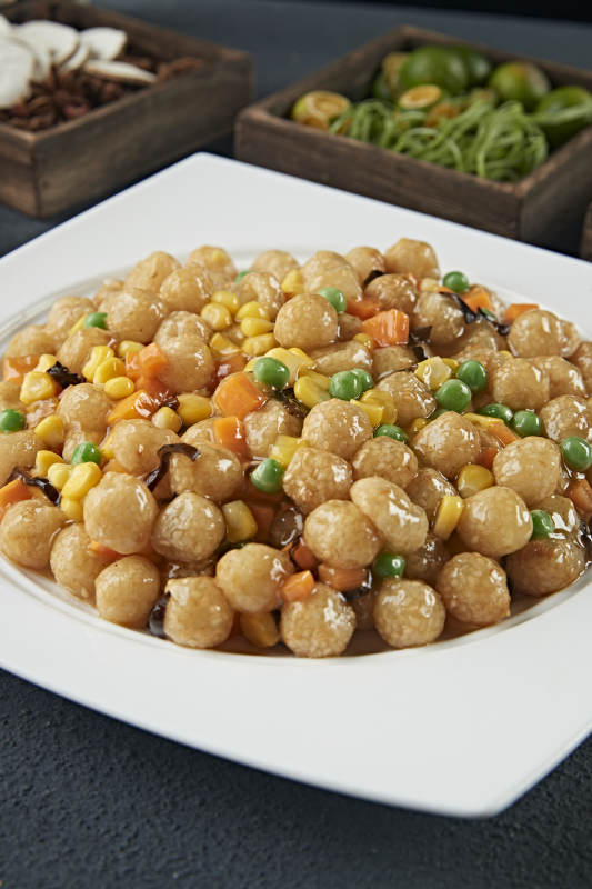 玉米青豆糖炒小麻团图片