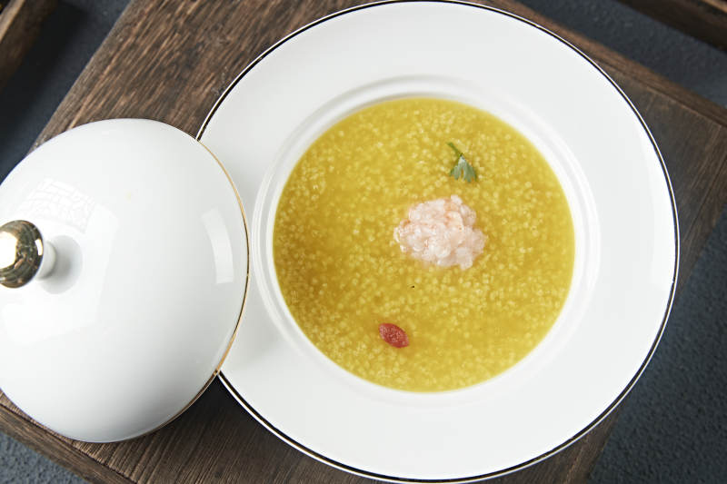 位菜 小米浓粥鲜虾球虾滑图片