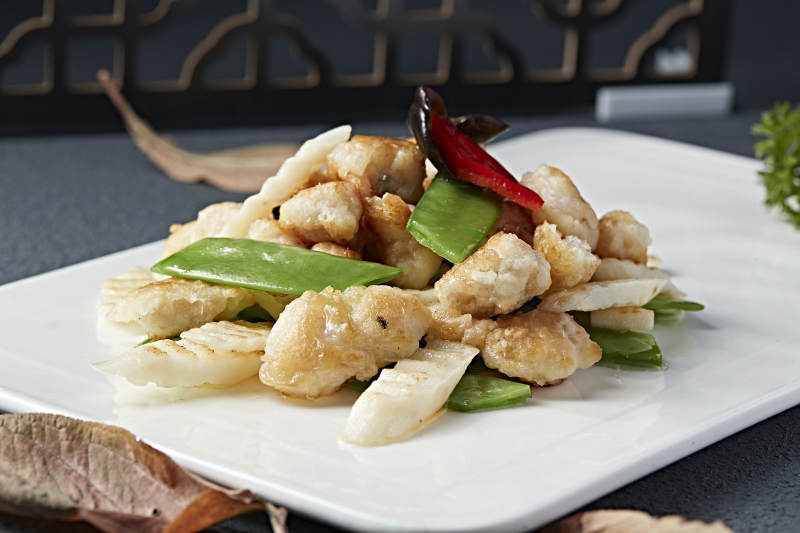 彩椒蜜豆山药炒扇贝图片