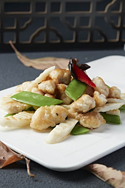 彩椒蜜豆山药炒扇贝图片