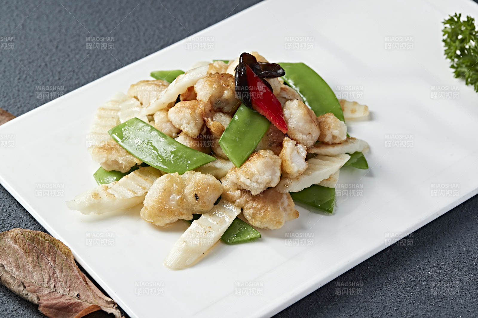 彩椒蜜豆山药炒扇贝图片