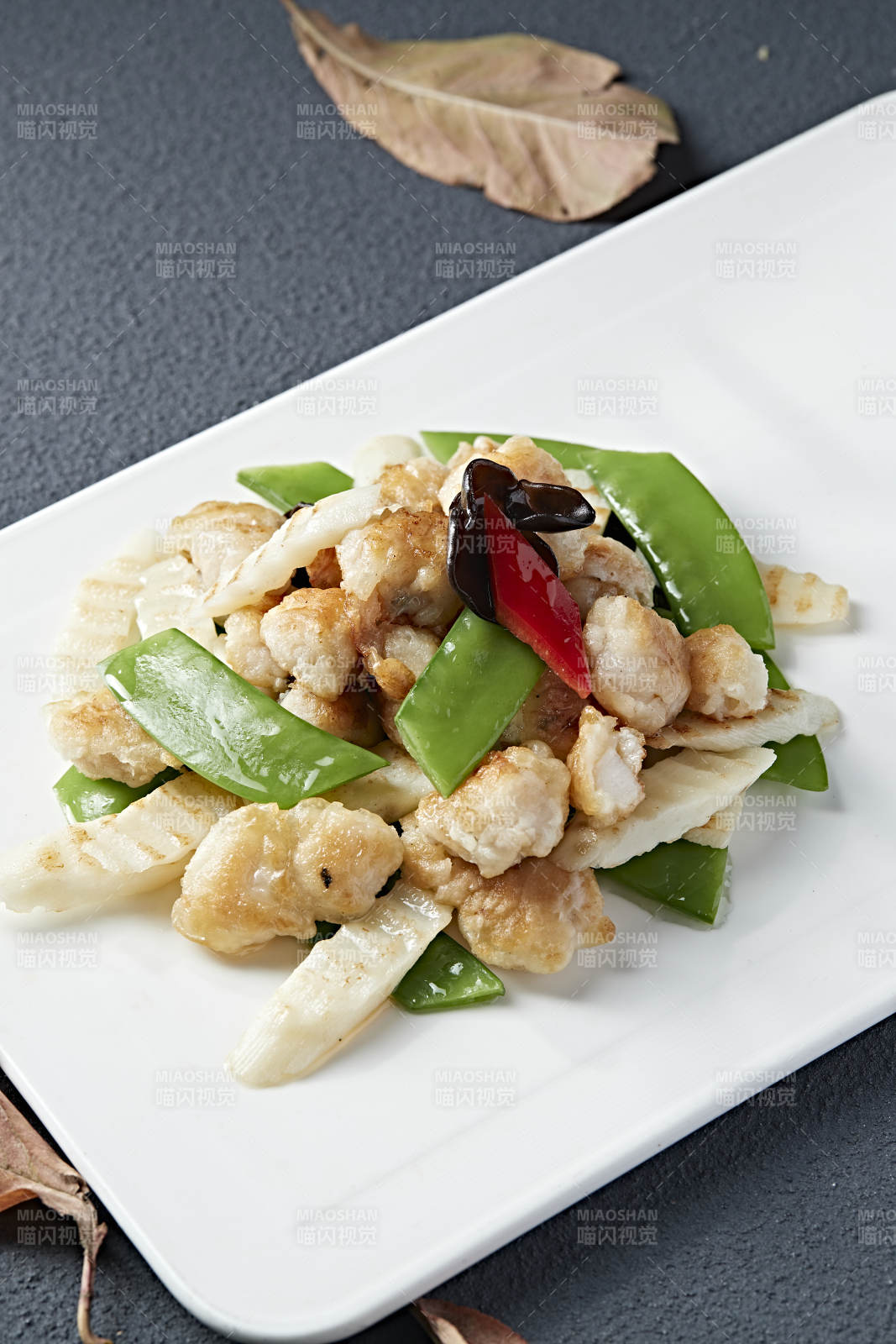 彩椒蜜豆山药炒扇贝图片