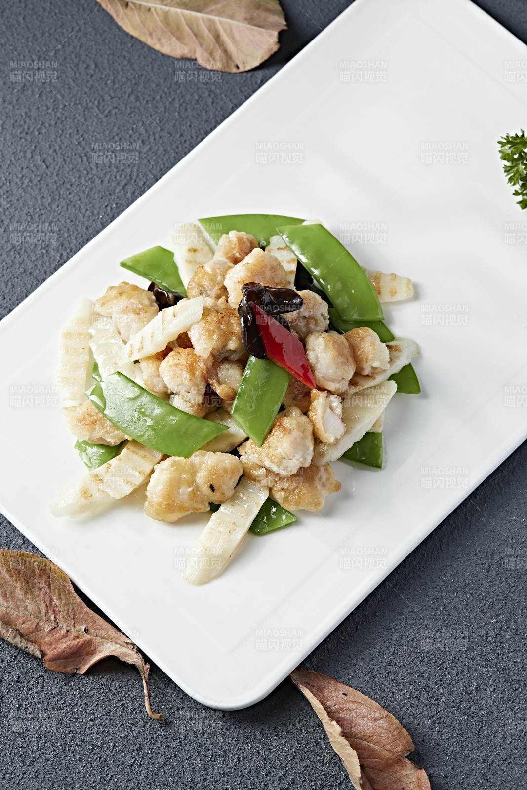 彩椒蜜豆山药炒扇贝图片