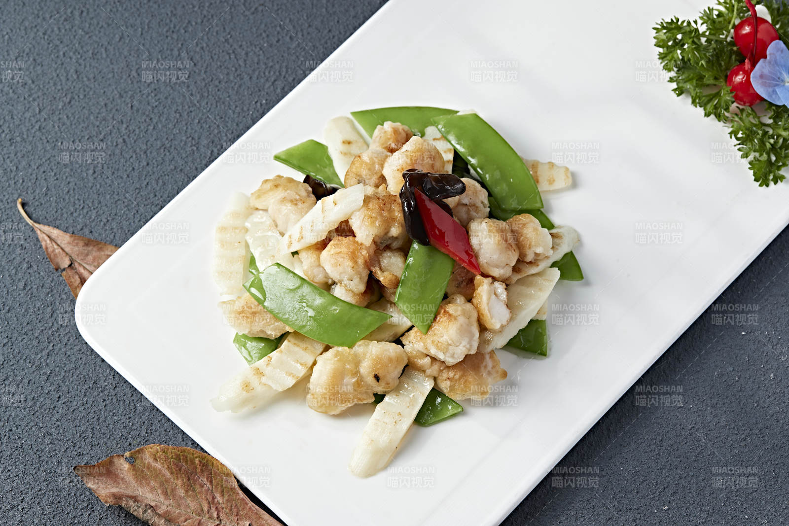 彩椒蜜豆山药炒扇贝图片