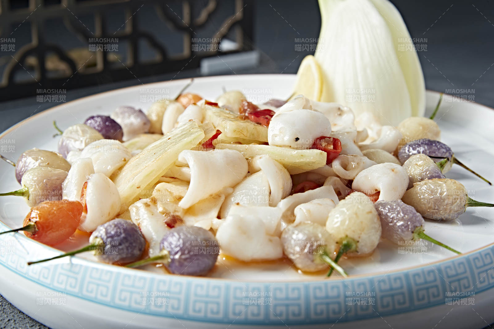 茴香头紫云辣椒烧花枝大鱿鱼身图片