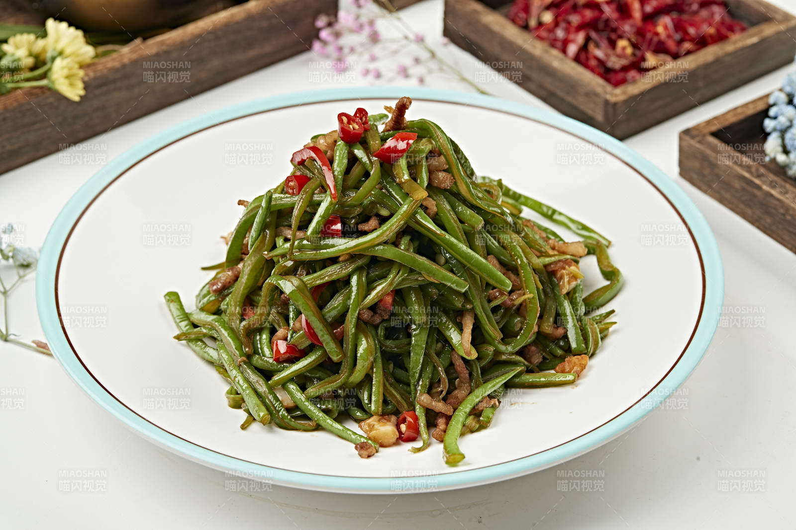 米椒豆角丝炒猪里脊丝图片