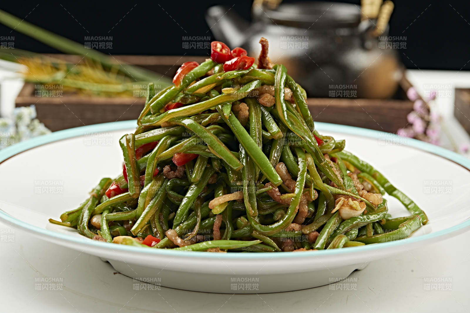 米椒豆角丝炒猪里脊丝图片