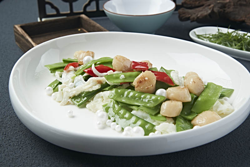 珍珠芙蓉蛋彩椒荷兰豆烧带子瑶柱图片