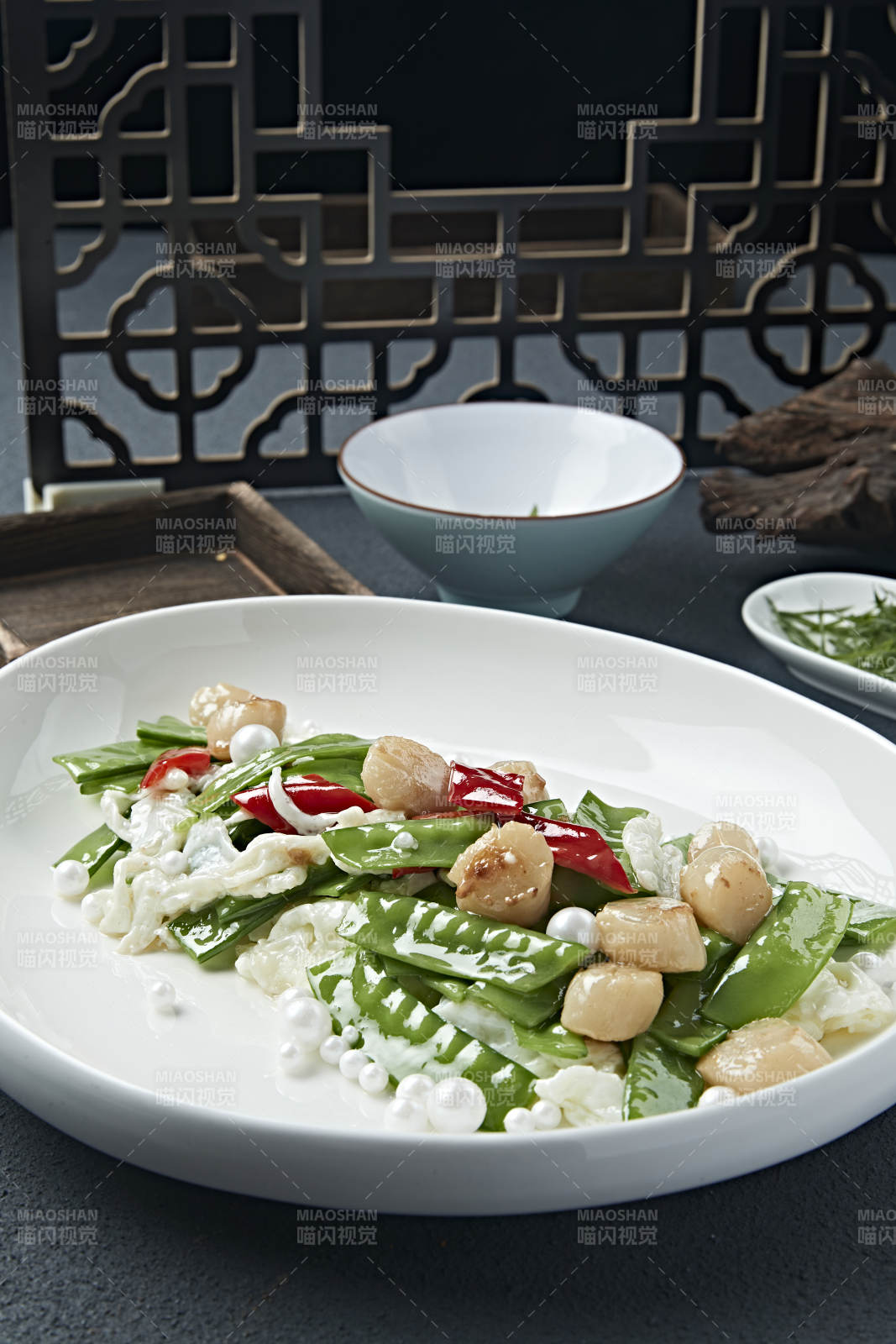 珍珠芙蓉蛋彩椒荷兰豆烧带子瑶柱图片