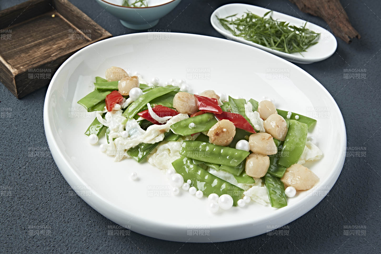 珍珠芙蓉蛋彩椒荷兰豆烧带子瑶柱图片