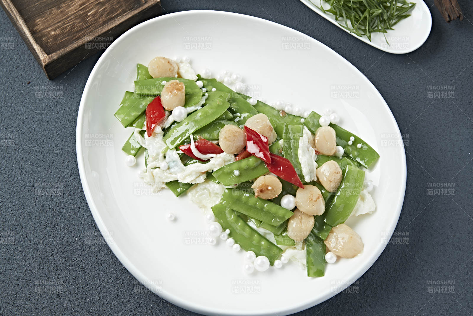 珍珠芙蓉蛋彩椒荷兰豆烧带子瑶柱图片