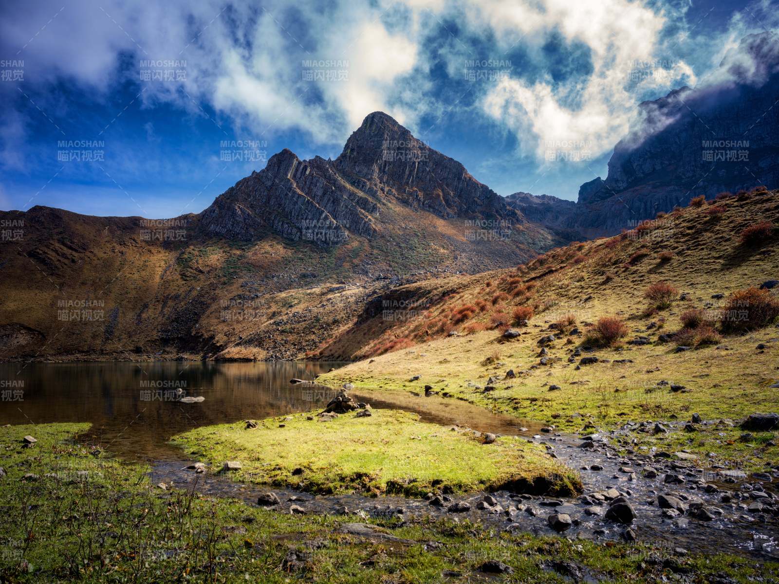 高山湖畔风光图片