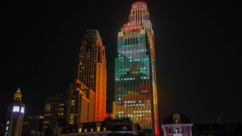 天津夜色中的城市灯光图片