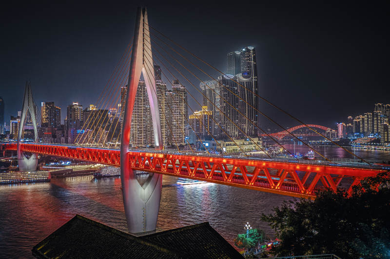 重庆市东水门大桥夜景图片