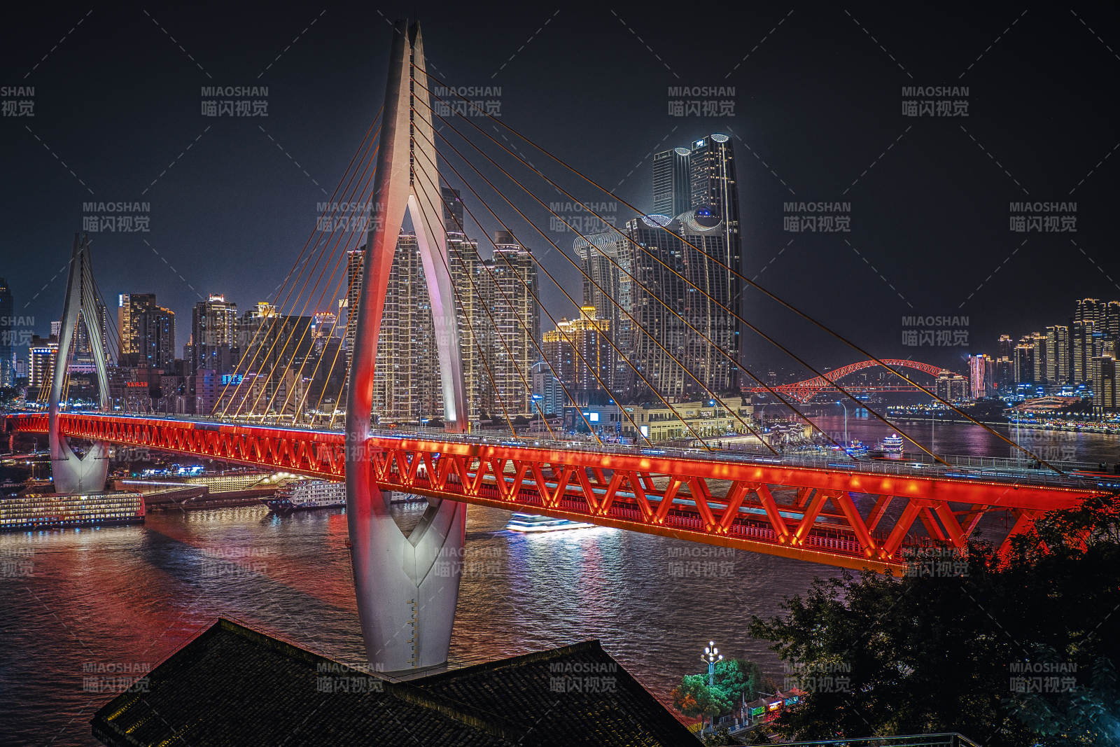 重庆市东水门大桥夜景图片