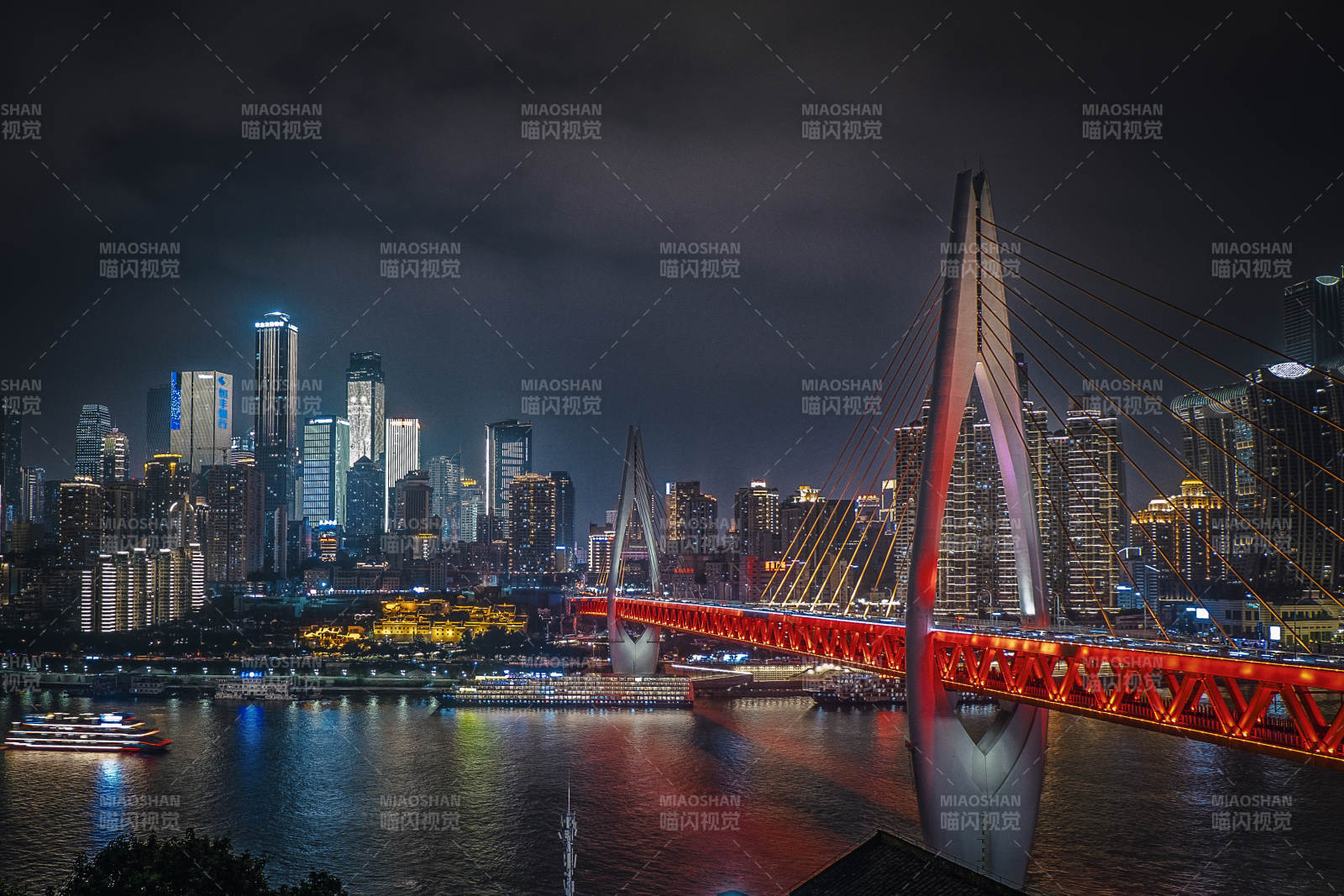 重庆市东水门大桥夜景图片