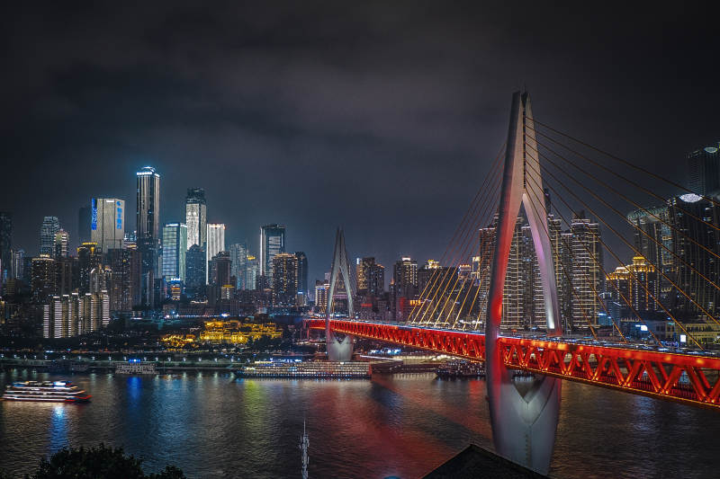 重庆市东水门大桥夜景图片