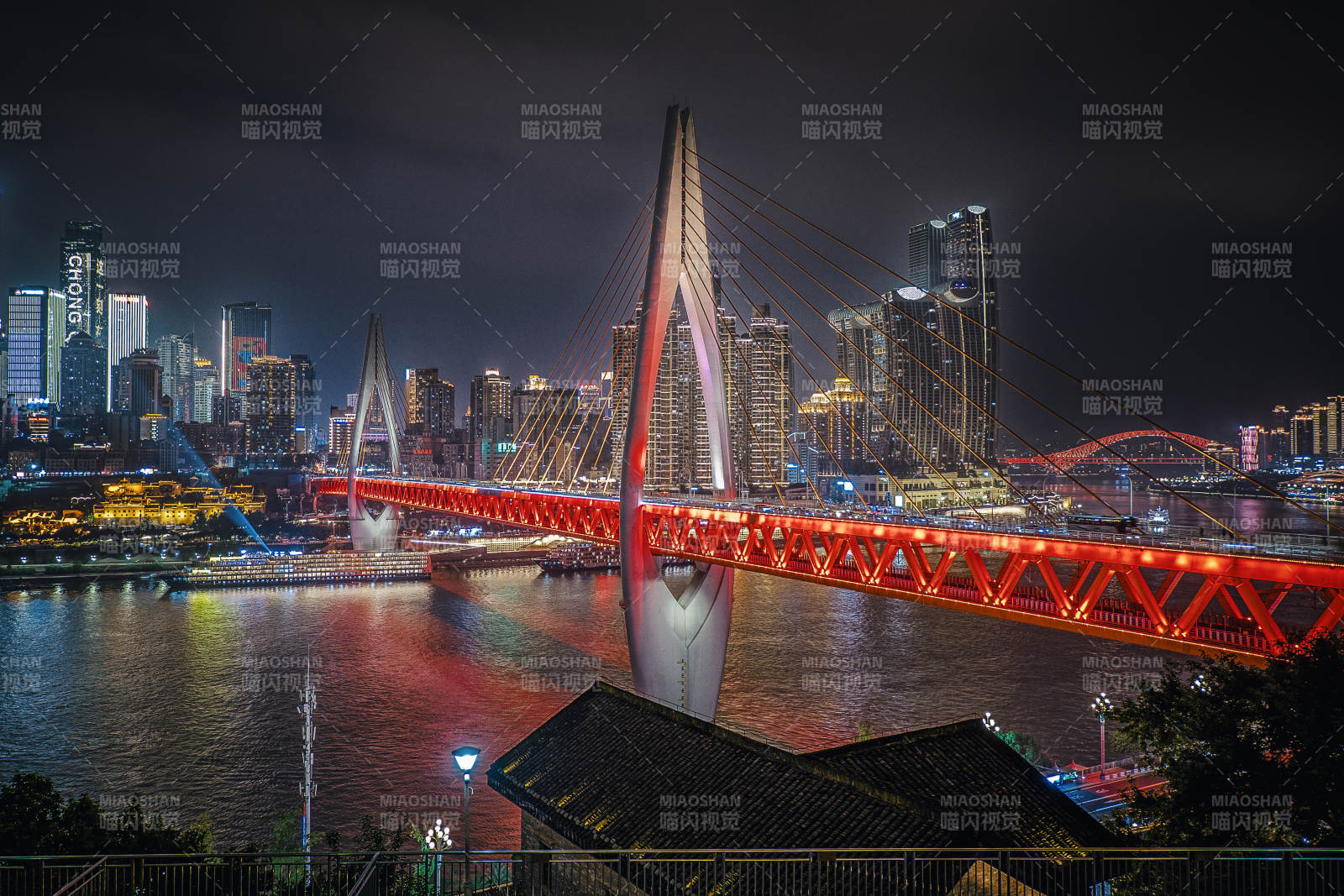 重庆市东水门大桥夜景图片