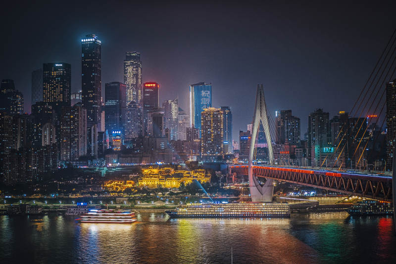 重庆市东水门大桥夜景图片
