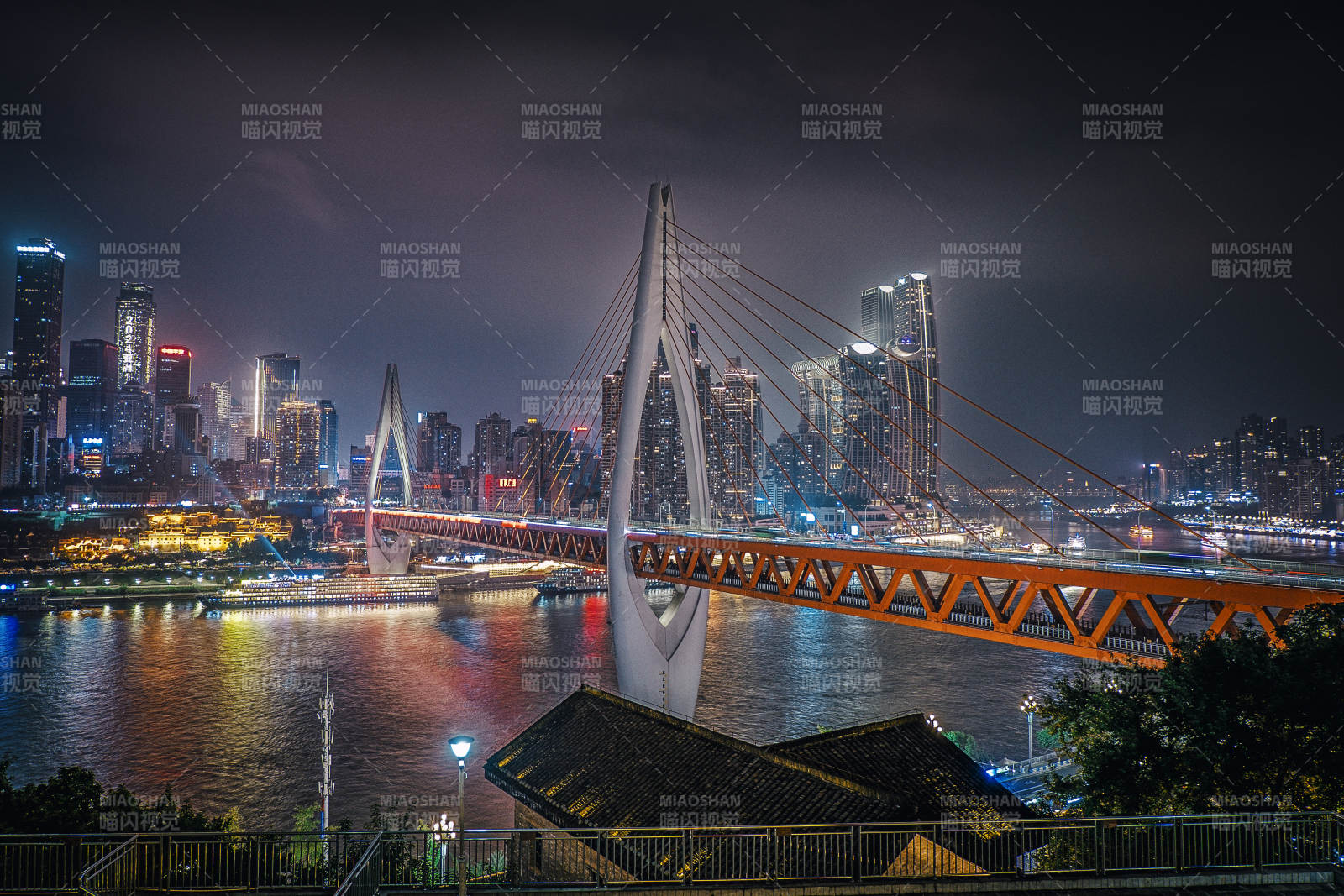 重庆市东水门大桥夜景图片