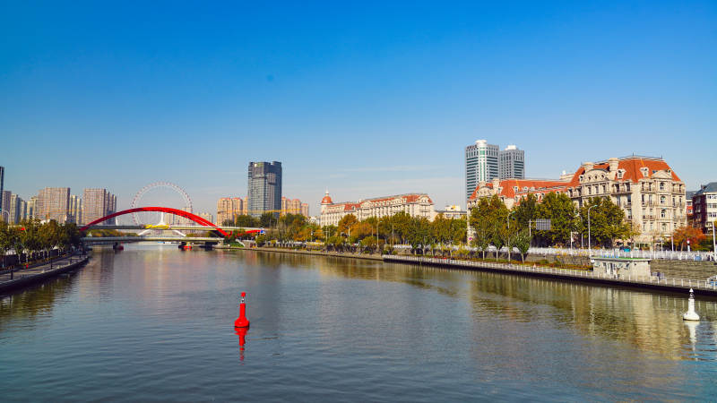 天津城市河畔风光图片