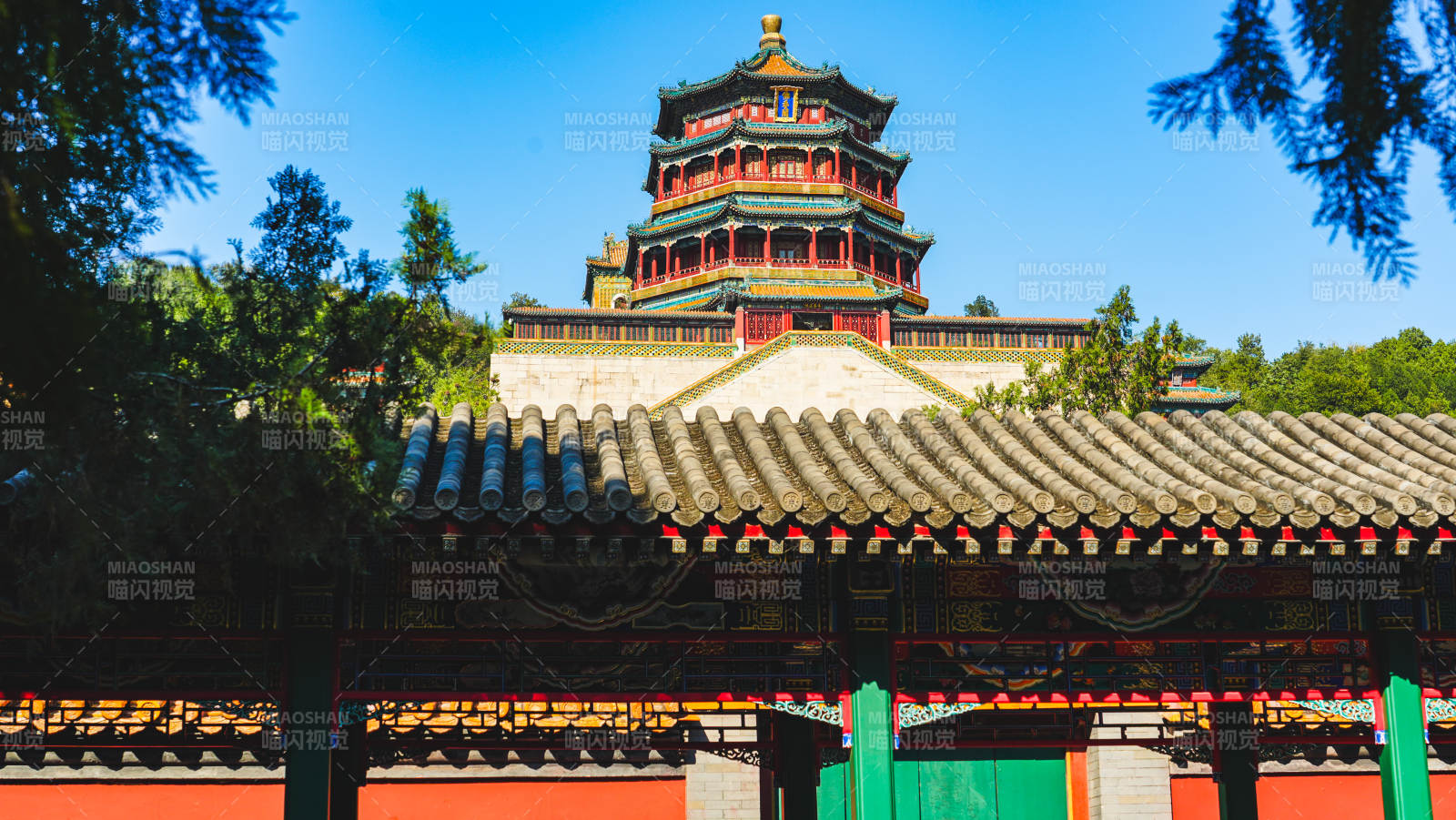 颐和园古塔映碧空图片