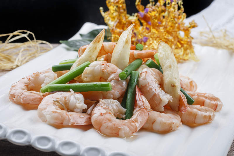 清炒马牙山药海捕大虾仁图片