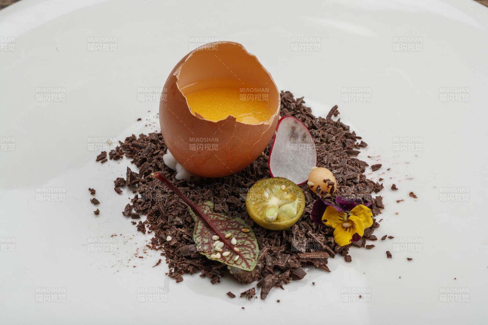 分子菜一枚鸡蛋鲜芒果酱图片