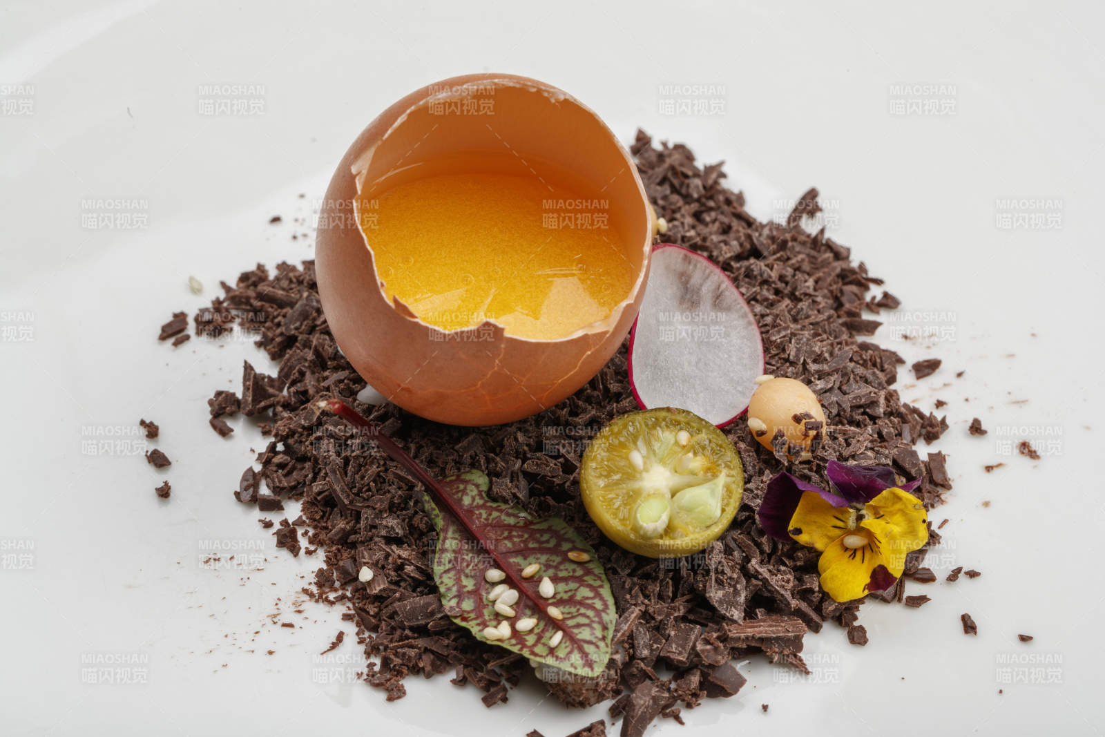 分子菜一枚鸡蛋鲜芒果酱图片