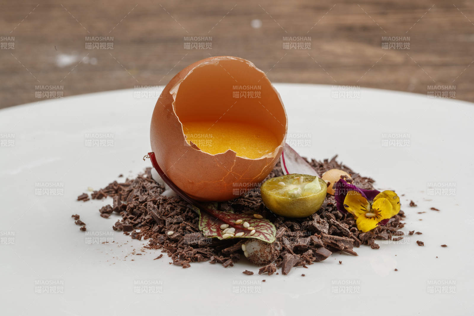 分子菜一枚鸡蛋鲜芒果酱图片