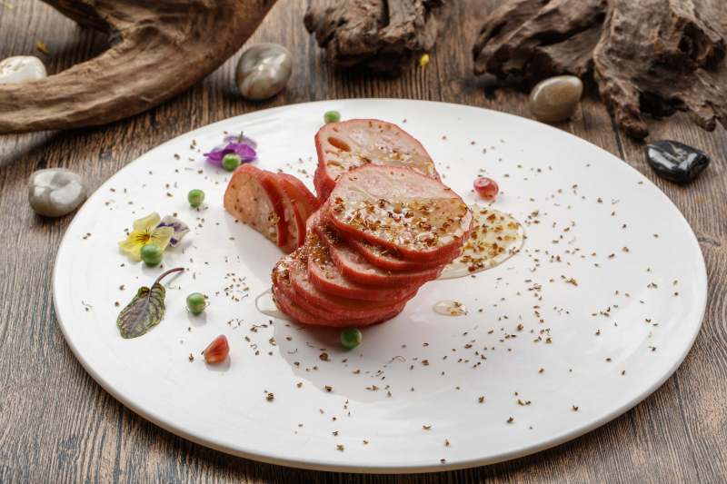 美味蜂蜜桂花蜜黄米藕图片