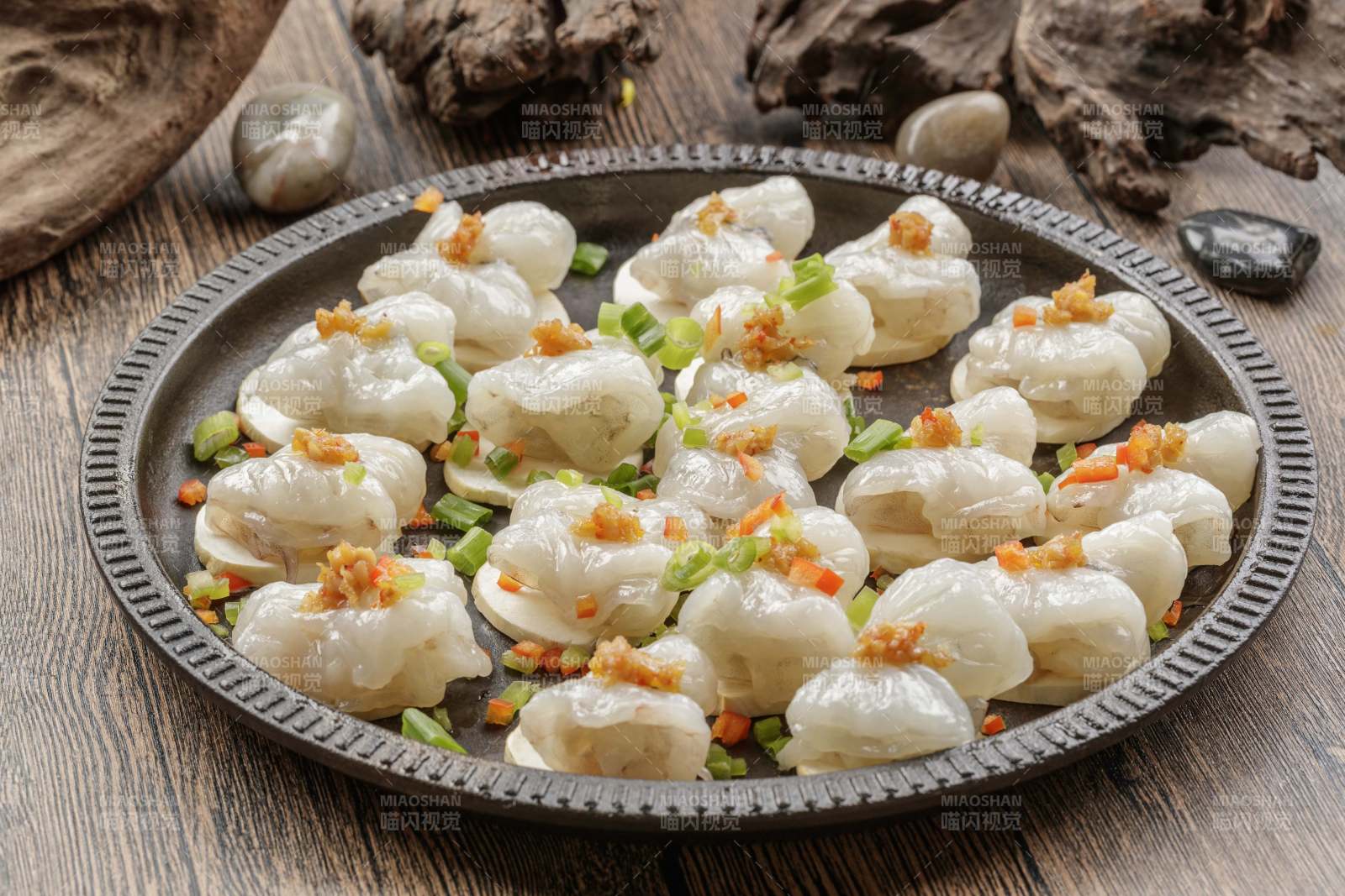 铁板杏鲍菇蒜蓉虾仁图片