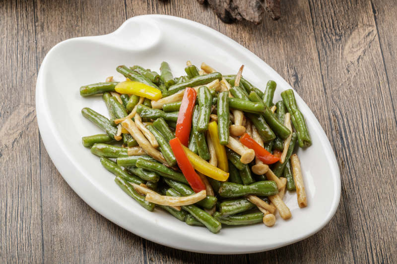 彩椒豇豆炒海鲜菇图片