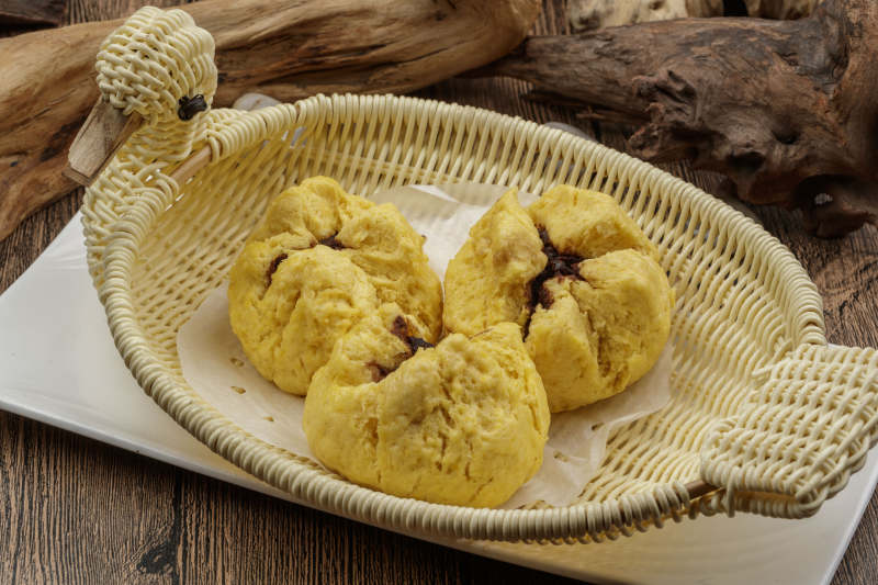 面豆馅开花黄馍馍图片