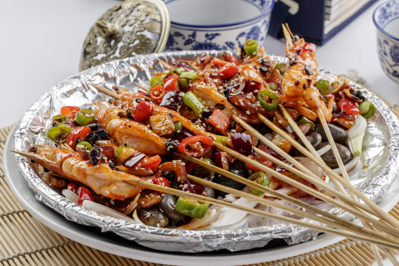 双椒石烤串串虾图片