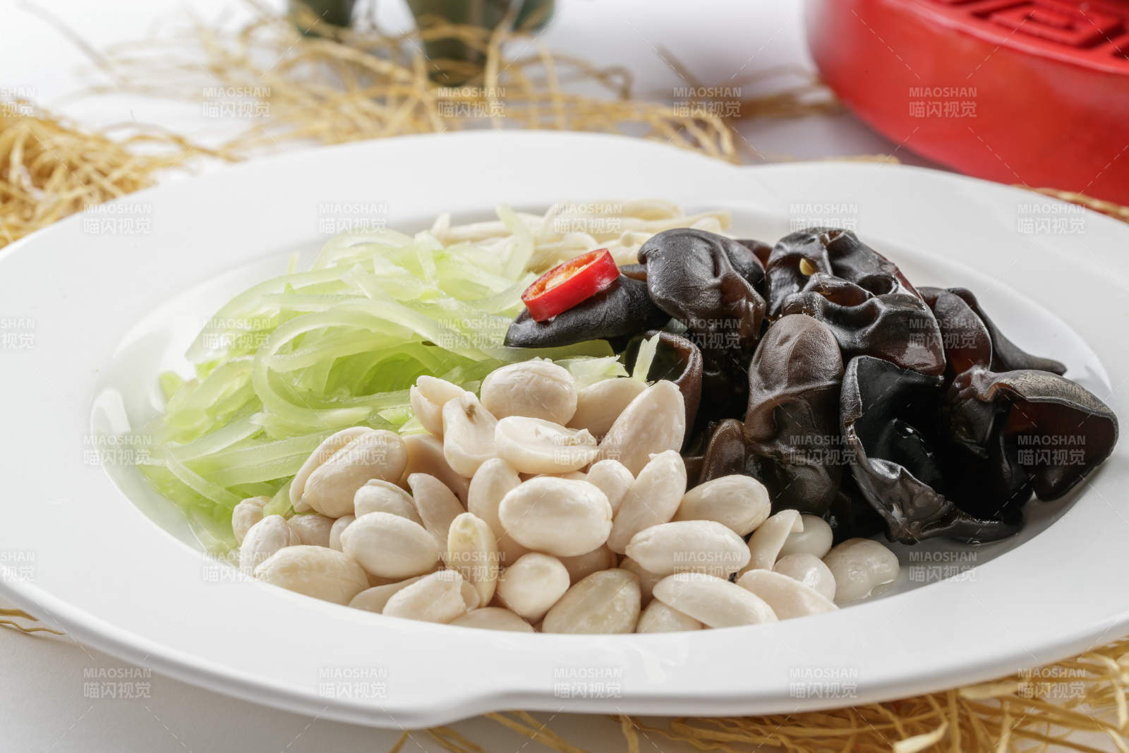 健康巧拌素四样笋丝木耳果仁金针图片