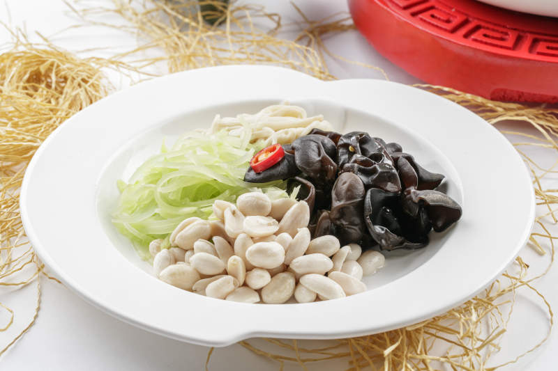健康巧拌素四样笋丝木耳果仁金针图片
