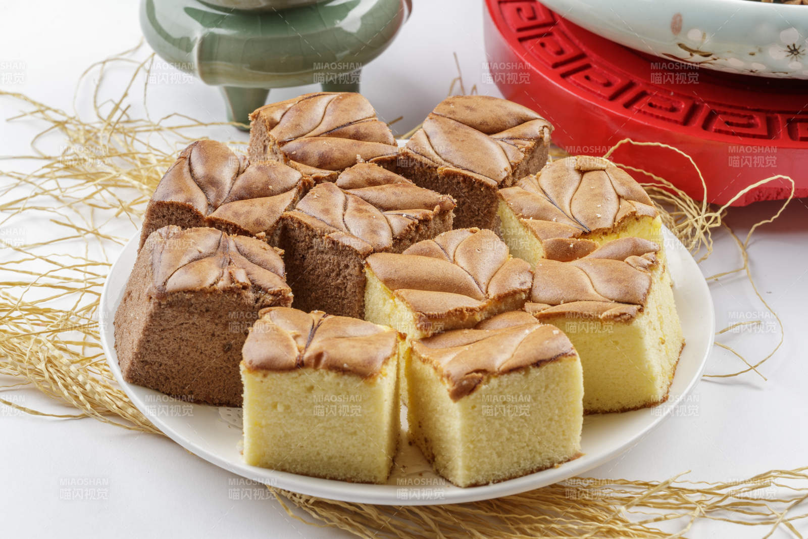 双色松糕蜂蜜蛋糕红枣蛋糕图片