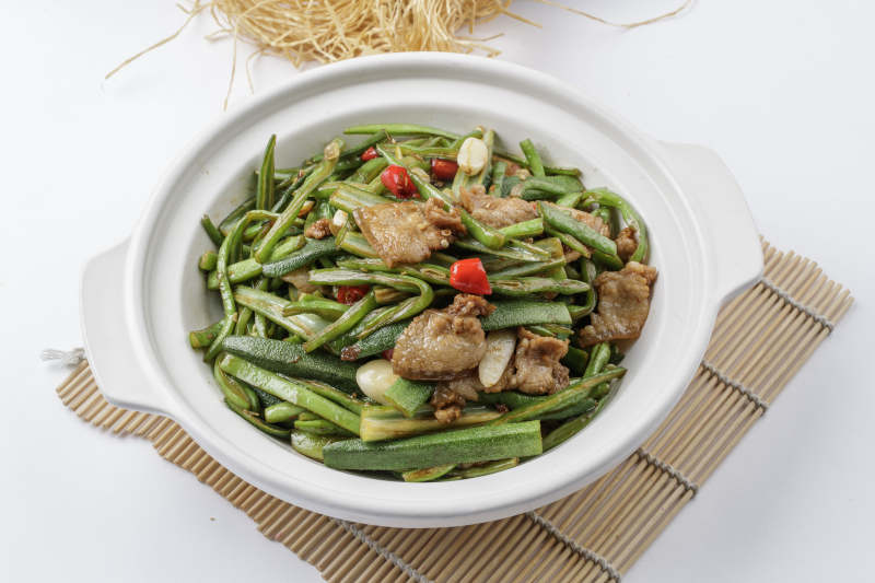 秋葵杭椒小炒肉图片
